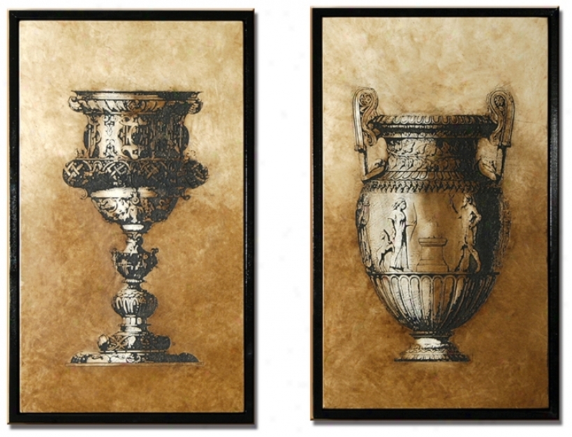 Prescribe Of 2 Sienna Framed Goblet And Urn Wall Art Pieces (m0440)