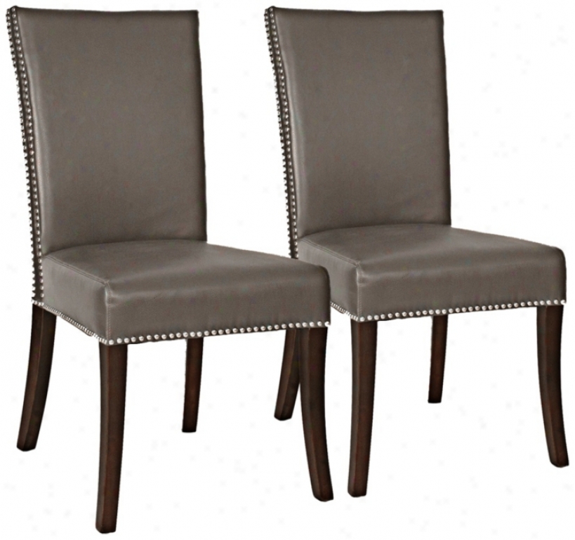 Set Of 2 Soho Pebble Gray Bicast Leather Dining Chairs (t730)