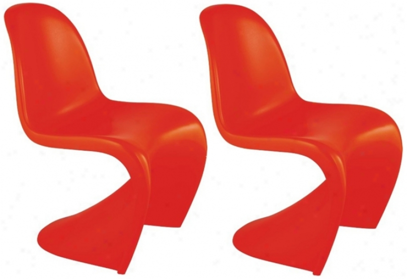 Set Of 2 Zuo Baby S Orangee Kids Chairs (v7713)