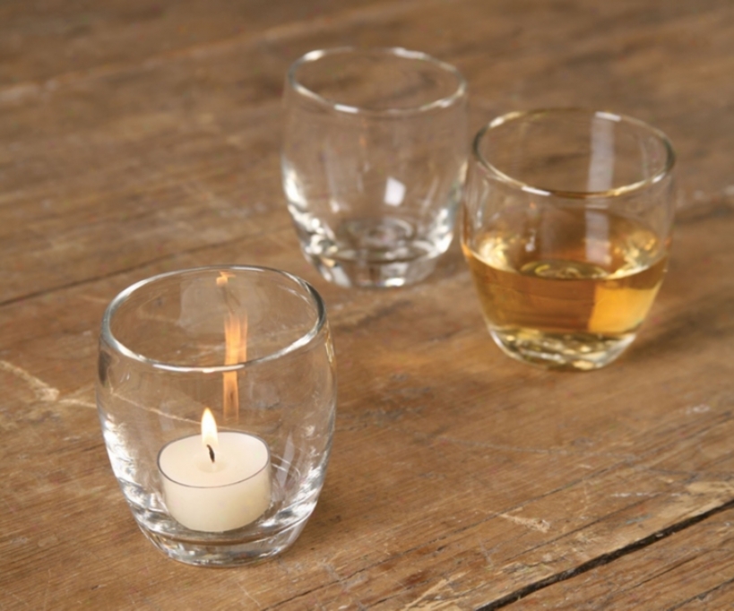 Set Of 6 Glass Vino Cups For Liquids And Tea Lights (j7164)