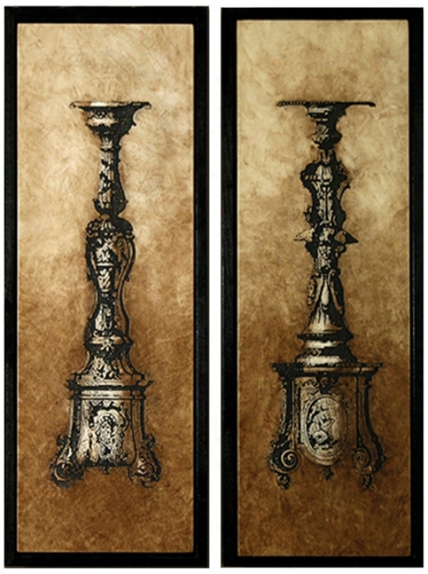 Sienna Framed Candle Holders Set Of 2 Wall Art Pieces (m0438)