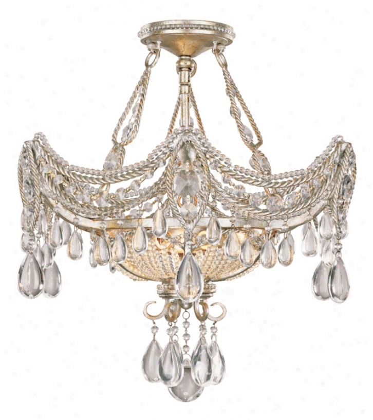 Silver And Gold Foil 18" Wide Ceiling Light Fixture (09721)