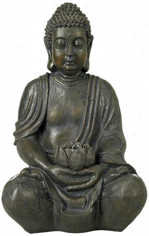Sitting Buddha Sculpture Solar Led Engrave (46422)