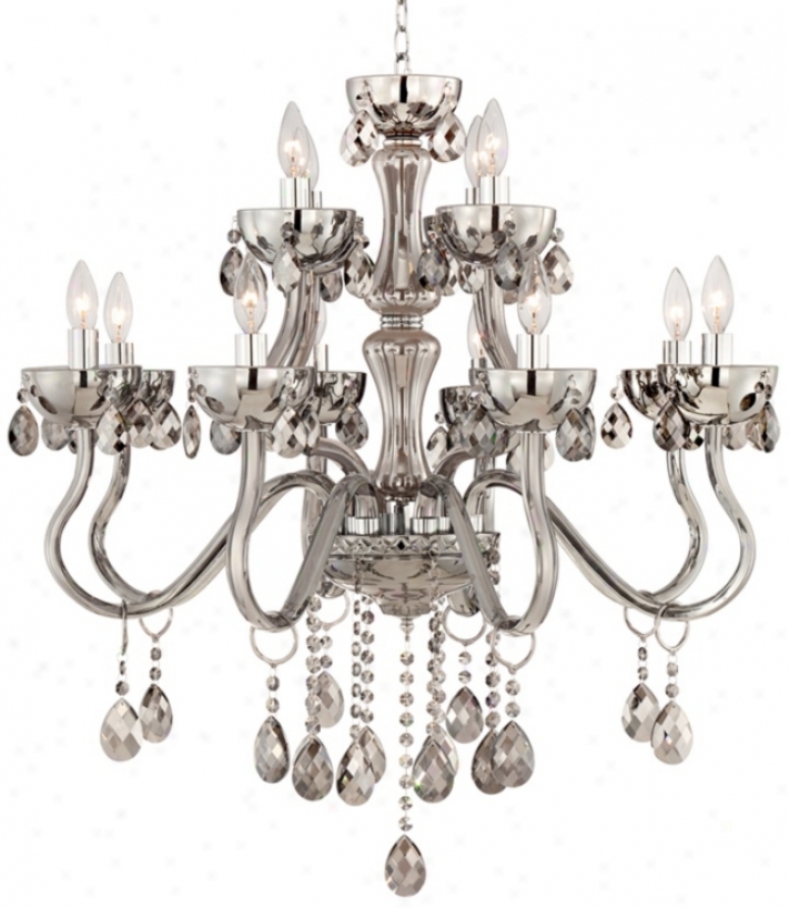 Smoke Glass 12-light 31 1/2" Wide Crystal Chandelier (w5705)