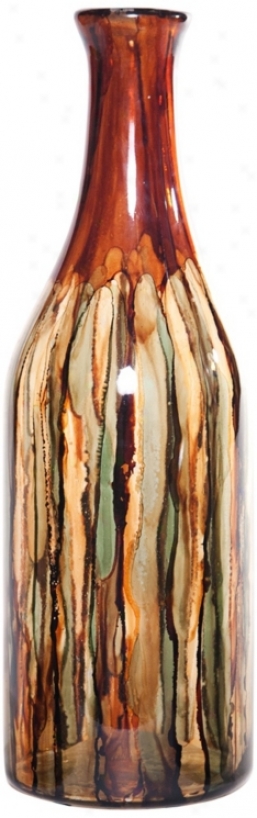 Smokey Topaz Medium Hand-blown Glass Bottle (w6772)