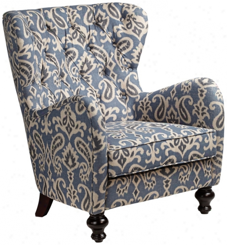 Soft Blue Ikat Pattern Armchair (v9440)