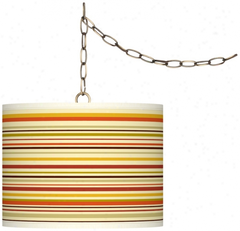 Stacy Garcia Lemongraass Stripe 13 1/2" Brass Swag Lamp (w7782-x9263)