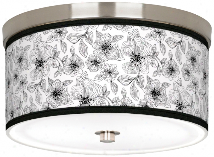 Stacy Garcia Linear Floral 10 1/4" Cfl Nickel Ceiling Light (j9214-u4711)