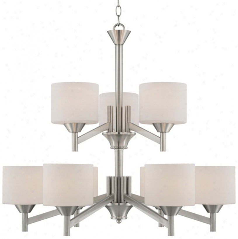 Starry Brushed Steel 30" Wide Two-tier Entry Chandelier (t7058)