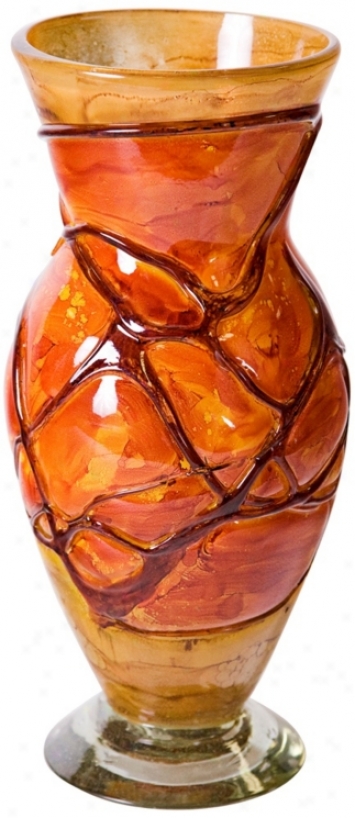 Sunburst Hand-blown Recycled Glass Urn (w6816)