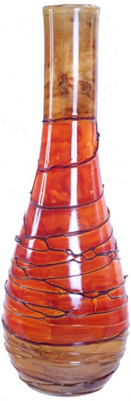 Sunburst Tall Hand-blown Recycled Glass Bottle (w6818)