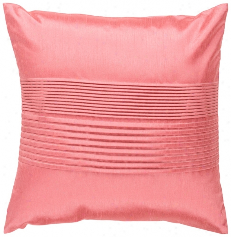 Surya Center Pleated 18" Coral Pink Throw Pillow (v2954)