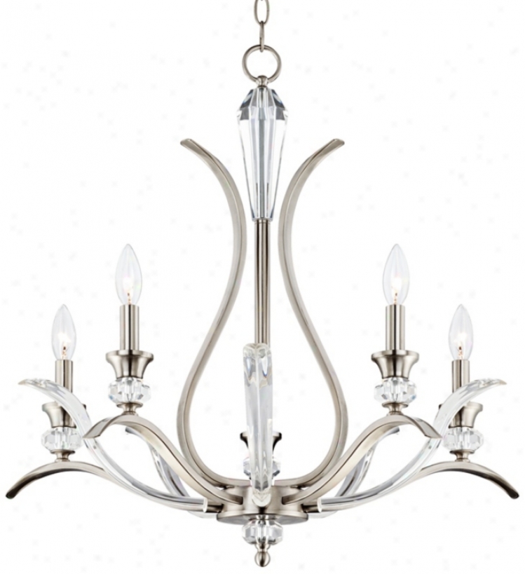 Sutton 26" Wide Brushed Nickel And Glass Chandelier (w7409)