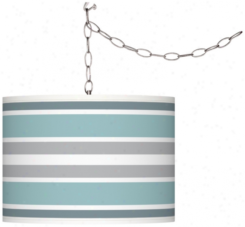 Swag Style Mult Color Stripes Shade Plug-in Chandelier (f9542-x4195)