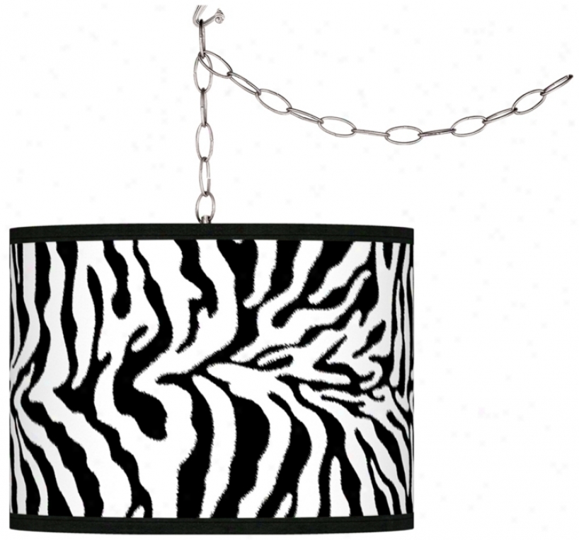 Swag Style Safari Zebra Giclee Shade Piug-in Cgandelker (f9542-r2408)