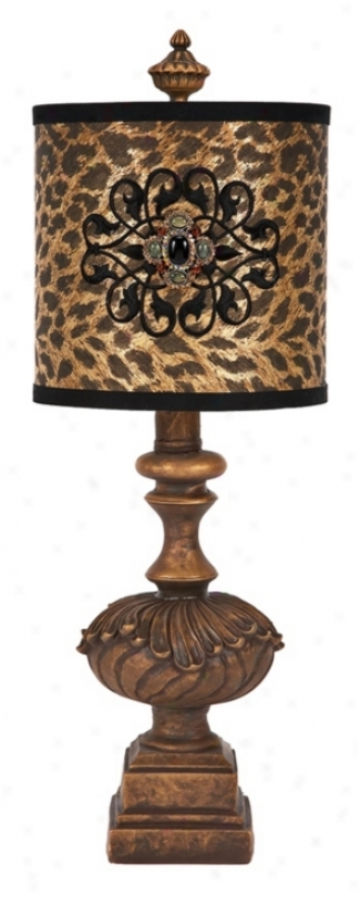 Swoon Decor Cheetah Brooch Antique Gold Table Lamp (w8559)