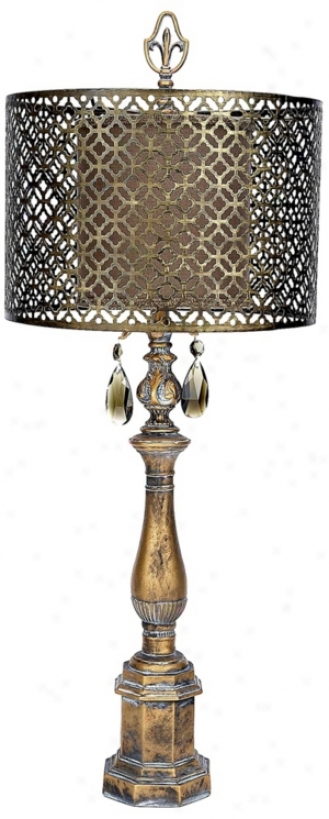 Swoon Decor Metal Lattice Cast Stone Table Lamp (w8557)