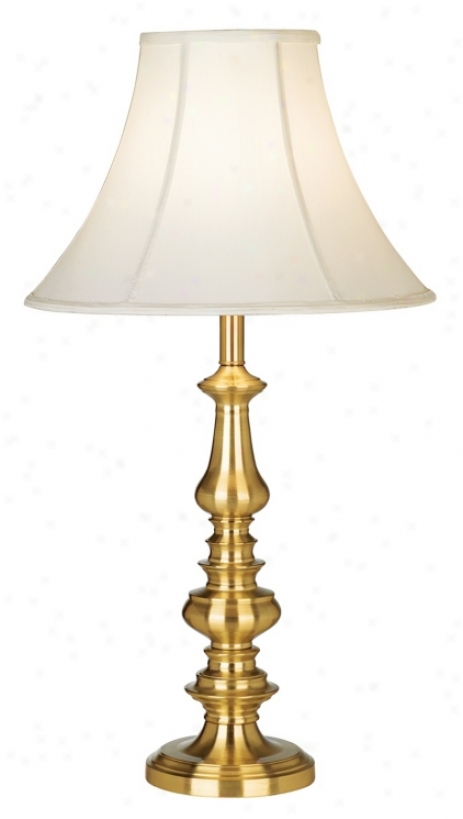 Tall Satin Brass Finish Candlestick Base Table Lamp (30166)