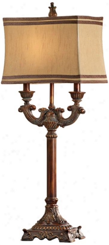 Taupe Washed Bronze 2-arm Tall Buffet Table Lamp (j1232)