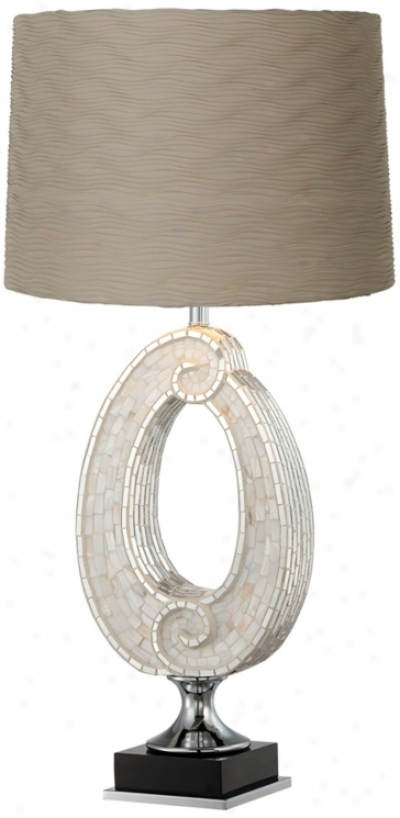 Taupe Wave Spiral Sea Mosaic Table Lamp (u5930-n2280)