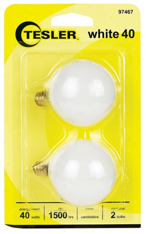 Tesler 40 Watt 2-pack G16 1/2 White Candelabra Light Bulbs (97467)