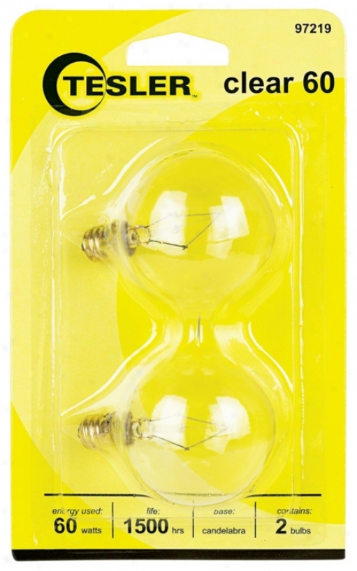 Tesler 60 Watt 2-pack G16 1/2 Clear Candelabra Light Bulbs (97219)