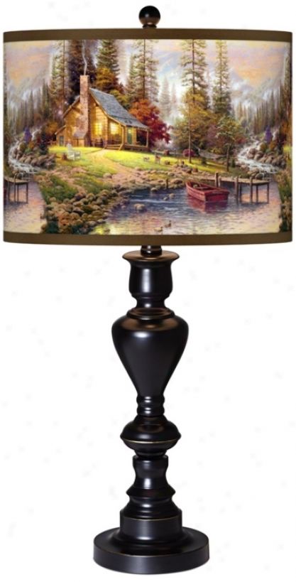 Thomas Kinkade A Calm Retreat Black Bronzze Table Lamp (x0022-x2988)