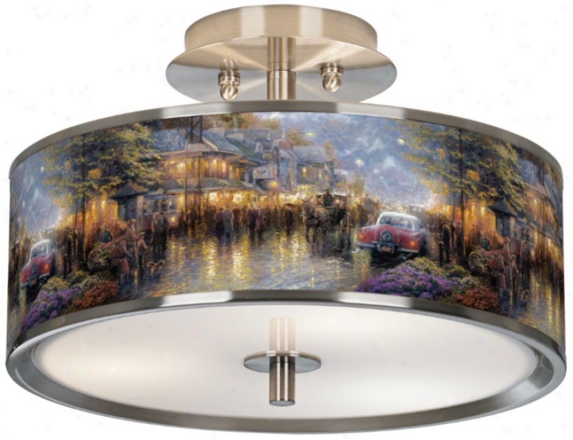 Thomas Kinkade Mountain Memories 14" Giclee Ceiling Light (t6396-w7340)