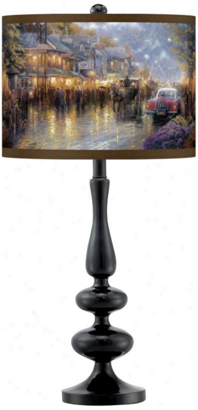 Thomas Kinkade Mountain Memories Giclee Glow Black Table Lamp (n5714-w6959)