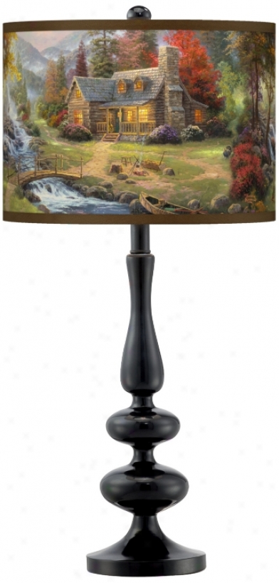 Thomas Kinkade Mountain Paradise Giclee Glow Table Lamp (n5714-w8700)