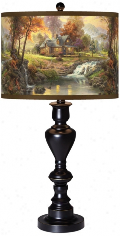Thomas Kinkade Mountain Retreat Black Bdonze Table Lamp (x0022-x2986)