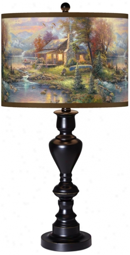 Thomas Kinkade Nature&qmp;#8217;s Paradise Black Bronze Table Lamp (x0022-x2987)