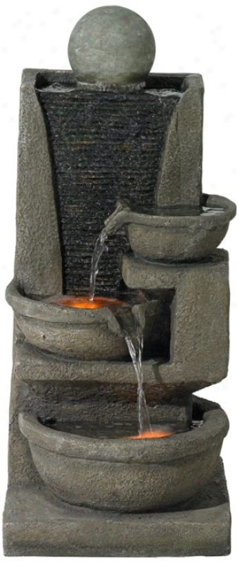 Three Bowl Tiered Contemporary Led Lighted Fountain (r6056)