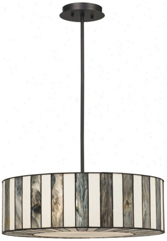 Tiffany Style 23" Wide Striped Art Glass Pendant Light (v9904)