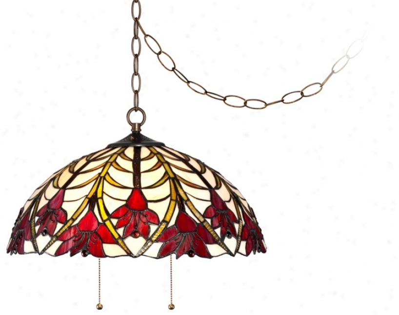 Tifffany Style Ruby Flora 19" Wide Swag Chandelier Light (w3252)