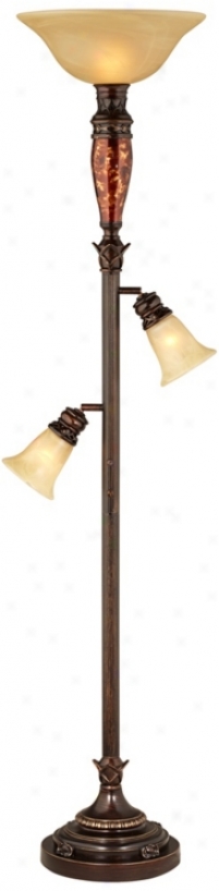 Tortoise Shell Tree Torchiere Floor Lamp (t3986)