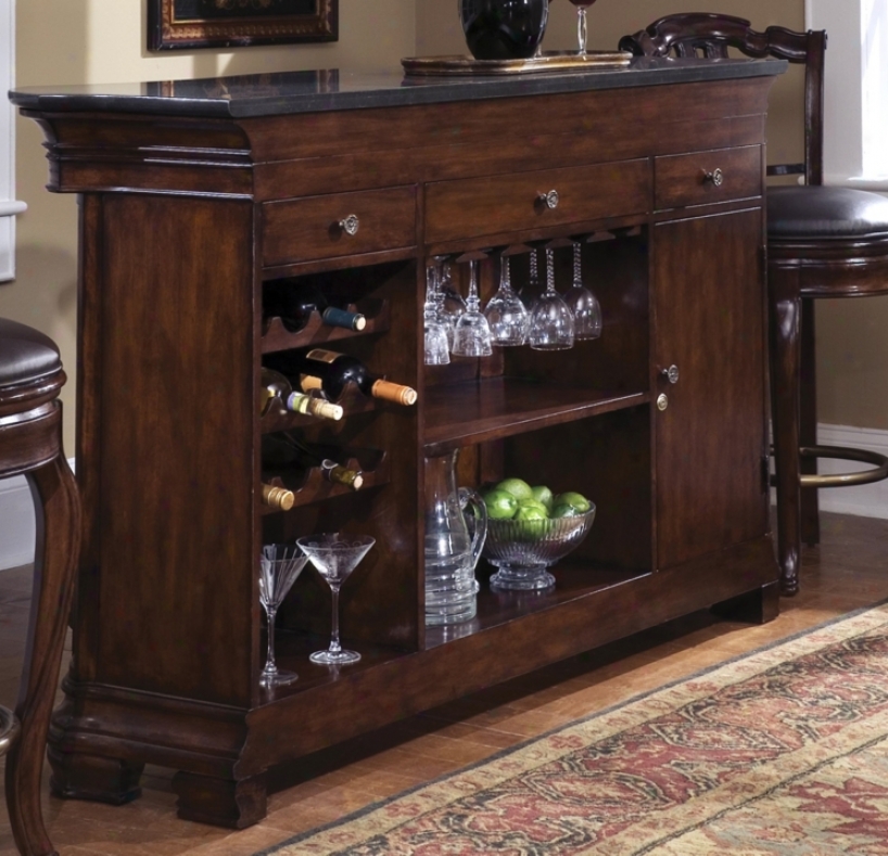 Toscano Vialetto Granite Top And Wood Home Bar Cabinet (w2659)