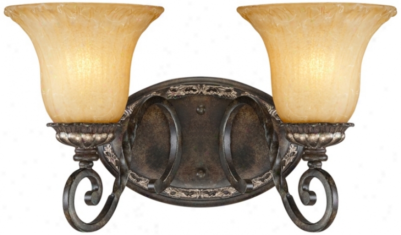 Traditional Bronze And Gold 16" Wide Bath Light (uu5790)