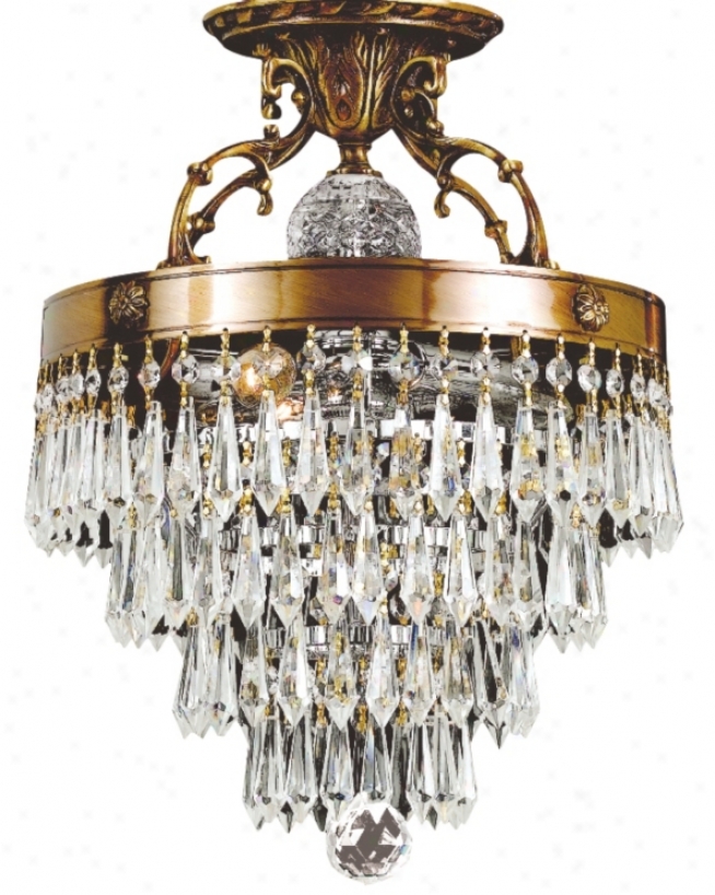 Traditional Crystal And Brass 12" Wide Ceiling Light Fixture (78683)