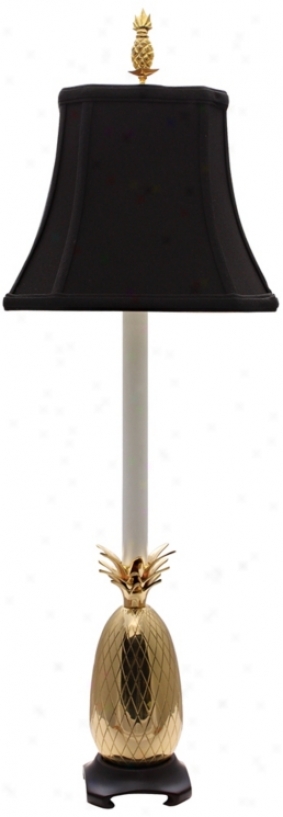 Tropical Brass Black Shade Pineapple Buffet Table Lamp (j8853)