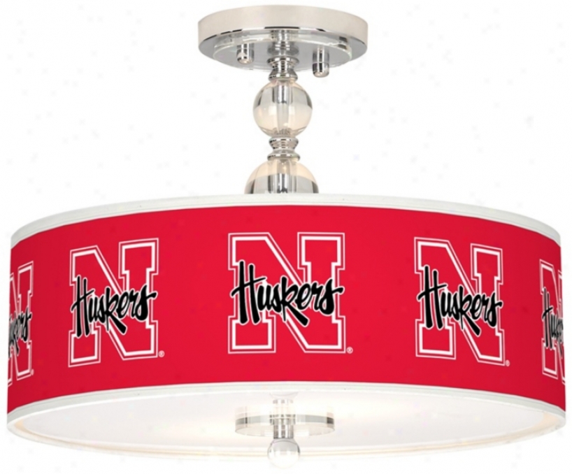 University Of Nebraska 16" Wide Semi-flush Ceiling Light (n7956-y3652)