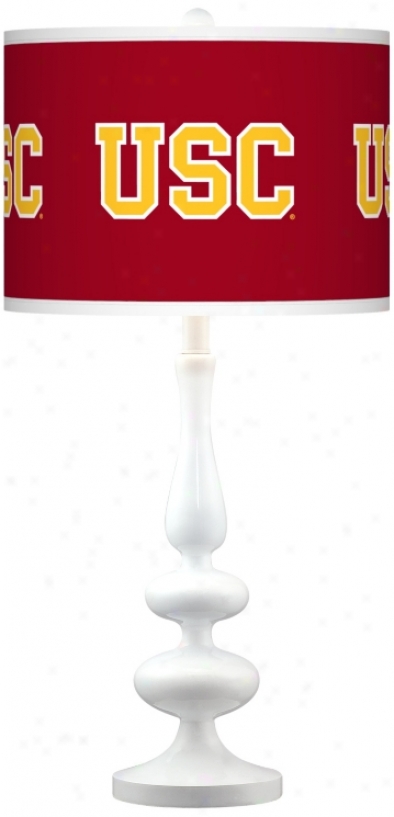 University Of Southern California Gloss White Table Lamp (n5729-y3346)
