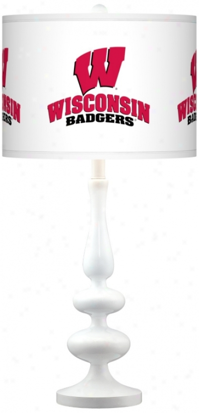 University Of Wisconsin Gloss White Table Lamp (n5729-y3344)