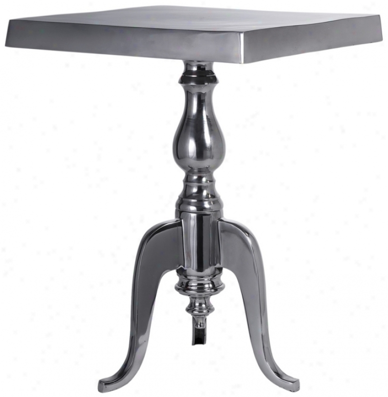 Uptown Polished Aluminum Square Side Table (m7025)