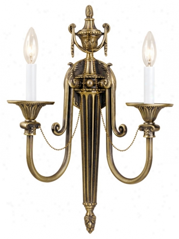 Urn And Leaf Brass 20 1/2" High Two Light Sconce (05415)
