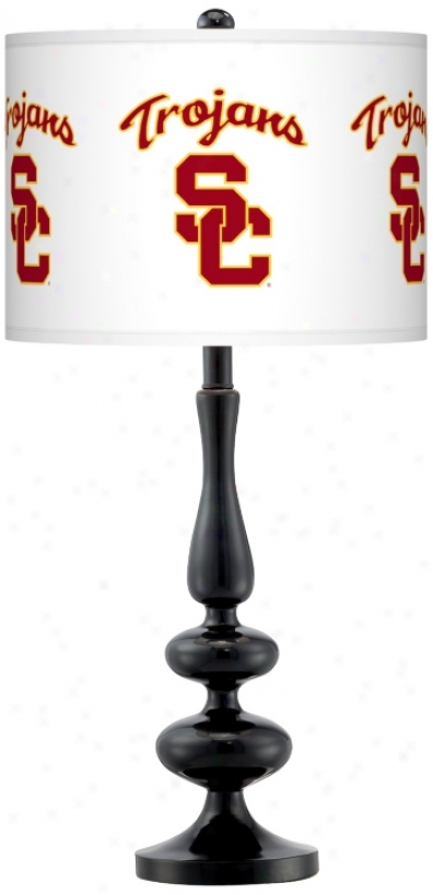 Usc Trojans Gloss Blacl Tanle Lamp (n5714-y409)