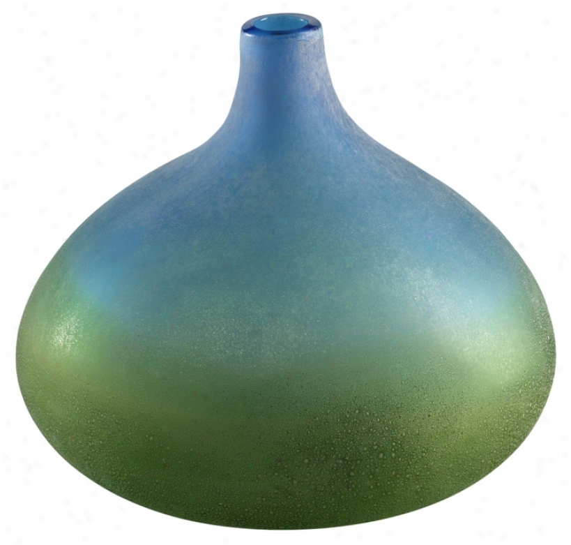 Vizio Blue And Green 9 3/4" High Art Glass Vase (j0389)