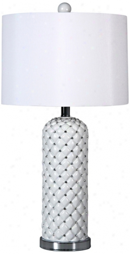 Voru White Basket Weave Table Lamp (x0592)