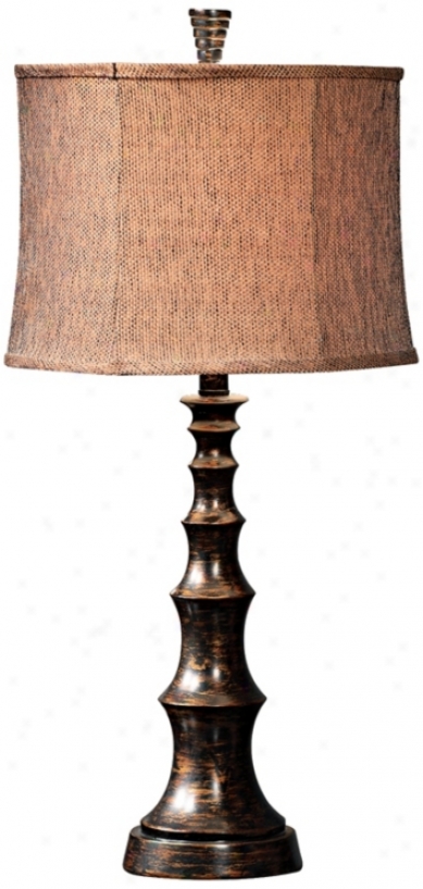 Weathered Bronze Tweedy Linen Table Lamp (j1235)