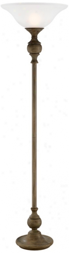 Weathered Faux Wood Finish Torchiere Floor Lamp (t6386)